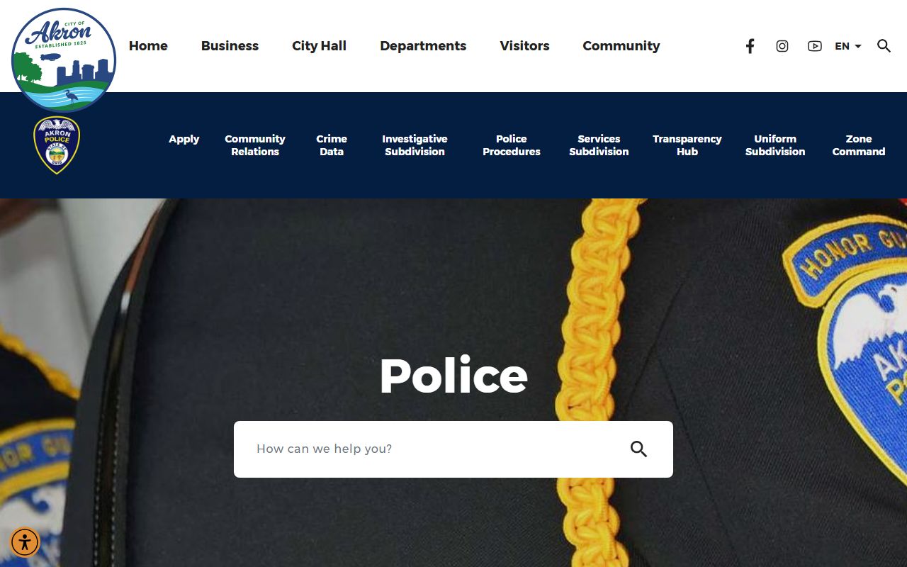 Akron Police Department website for booking release information