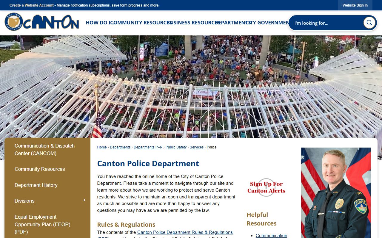 Canton Police Department website for Canton booking releases