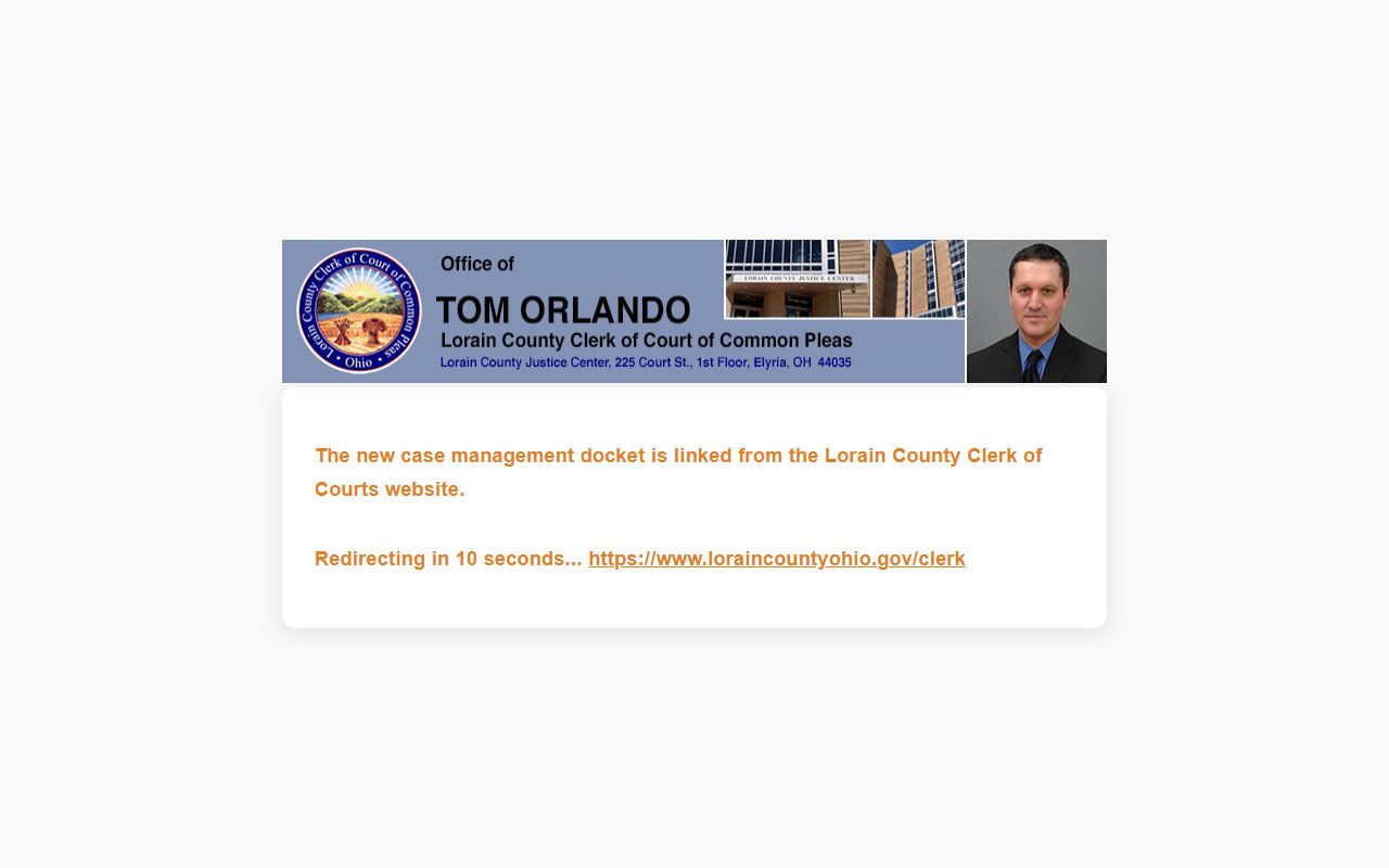 Lorain County Clerk of Courts online case search for Elyria booking releases