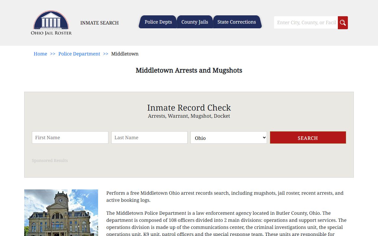 Middletown police department booking releases information