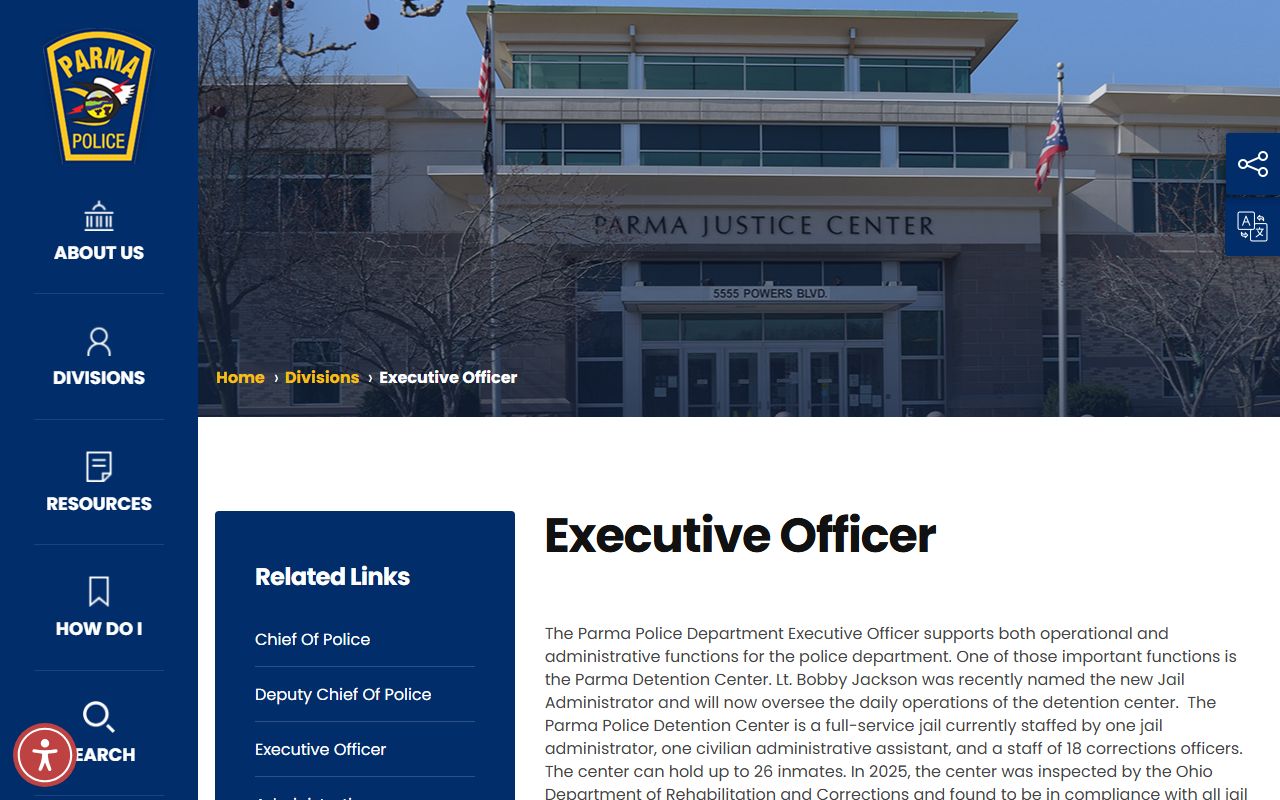 Parma Detention Center information page