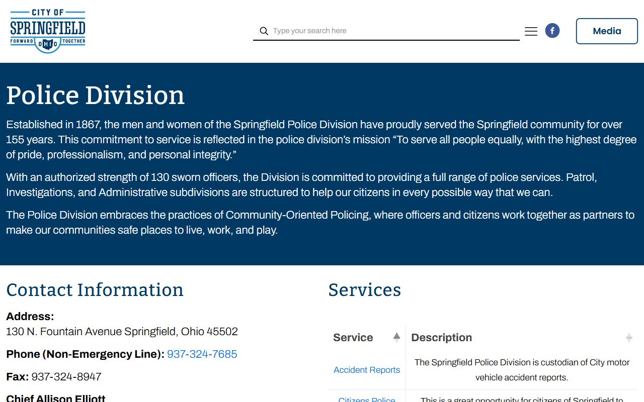 Springfield Police Division website for Springfield booking releases