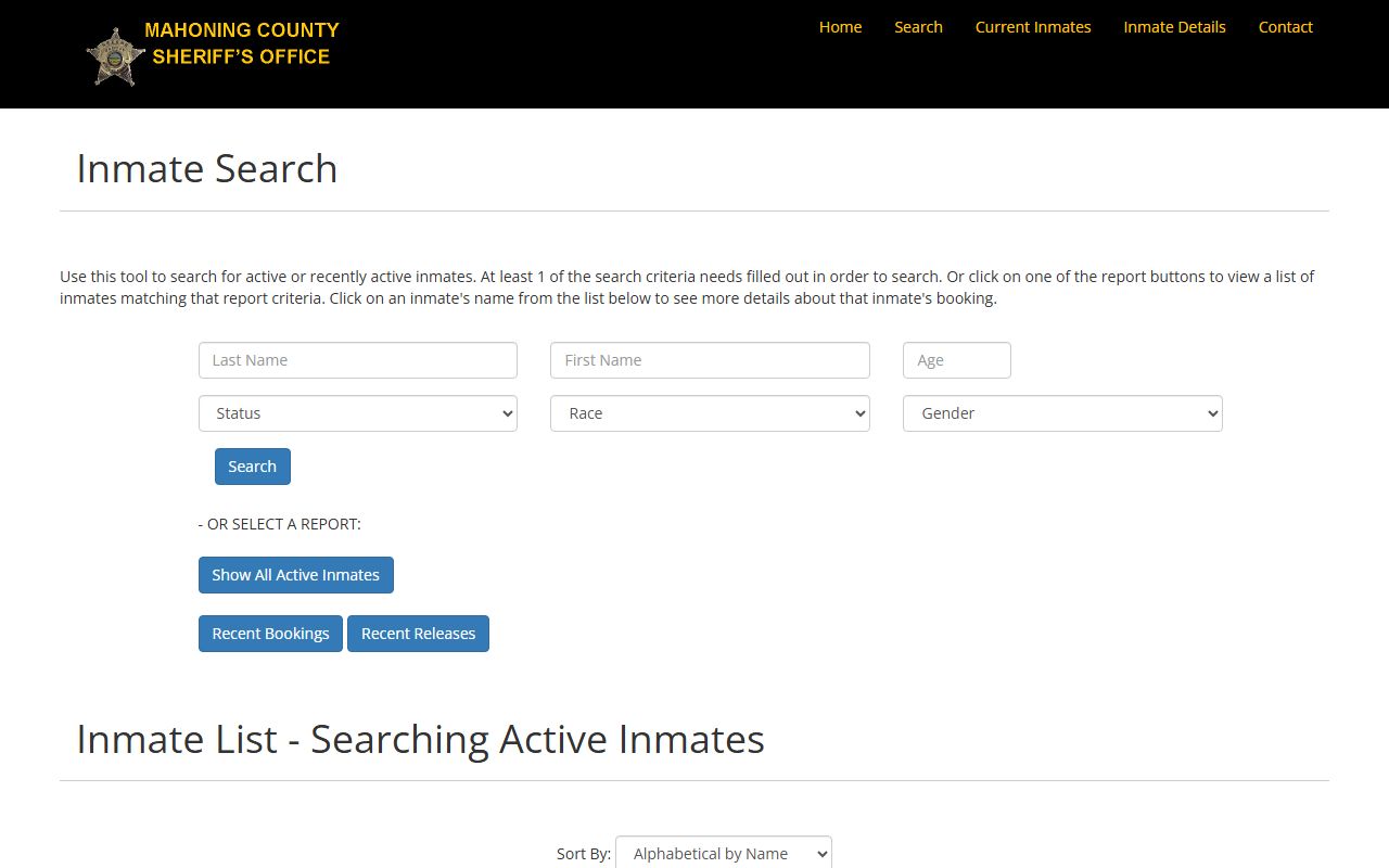 Youngstown booking releases Mahoning County inmate search portal