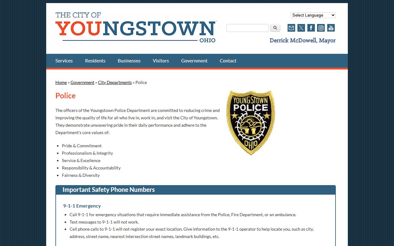 Youngstown Police Department website for booking releases