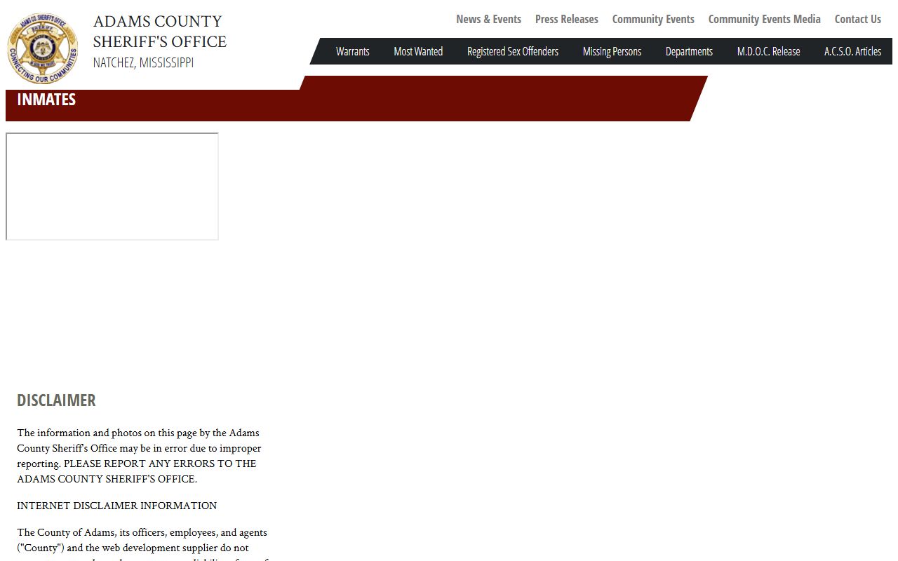 Adams County booking releases inmate roster page