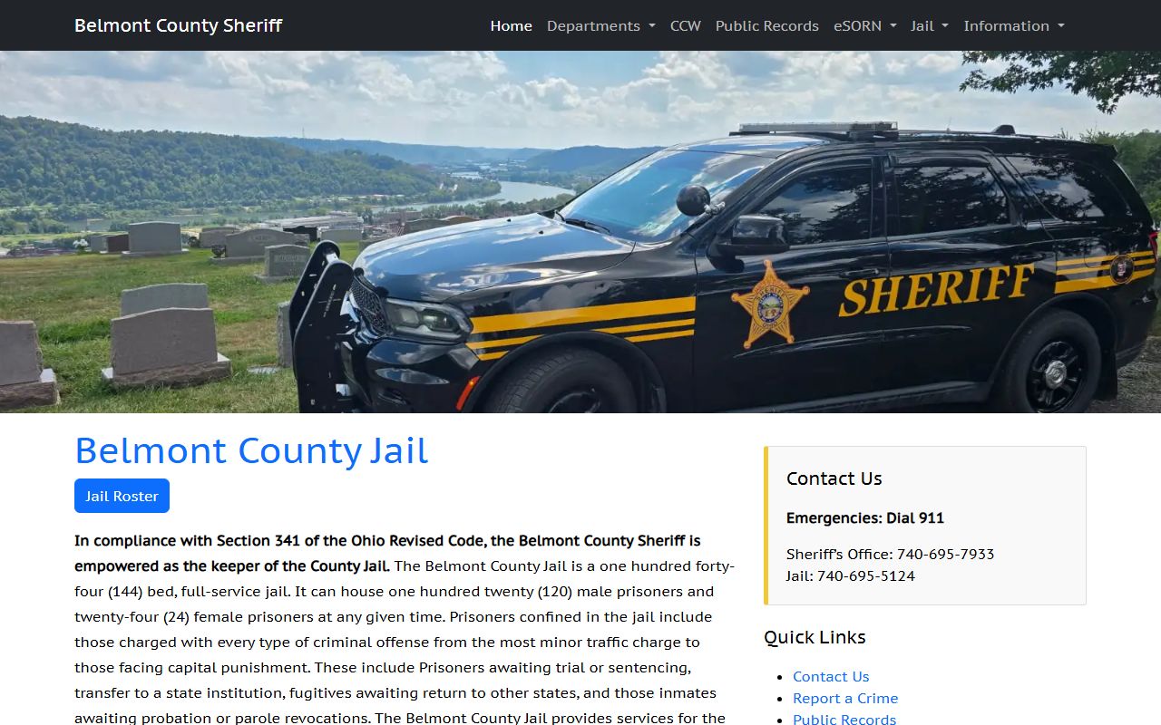 Belmont County booking releases jail information page