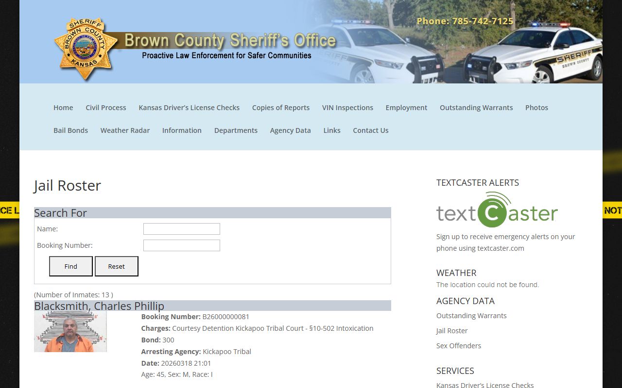 Brown County booking releases jail roster search page