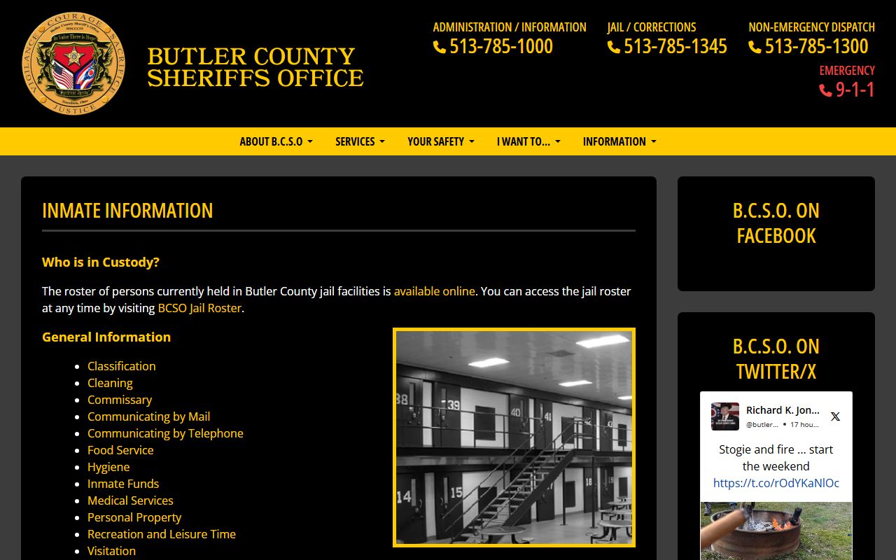 Butler County booking releases inmate lookup page