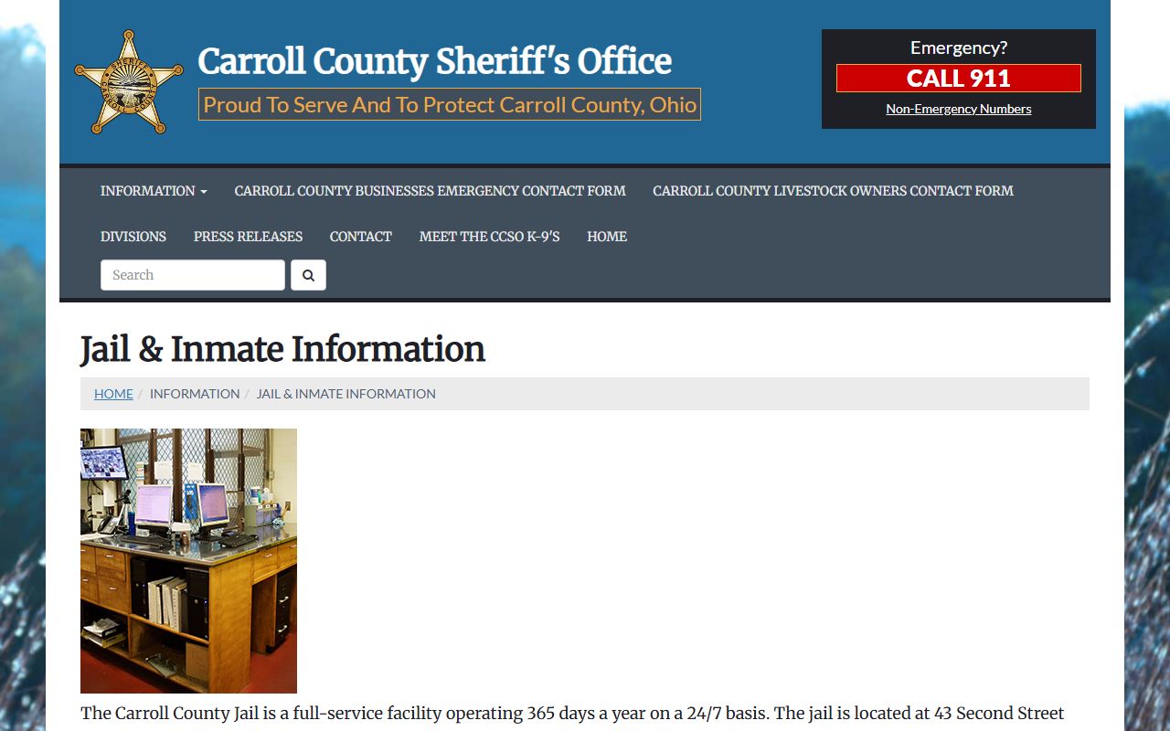 Carroll County booking releases jail inmate information page