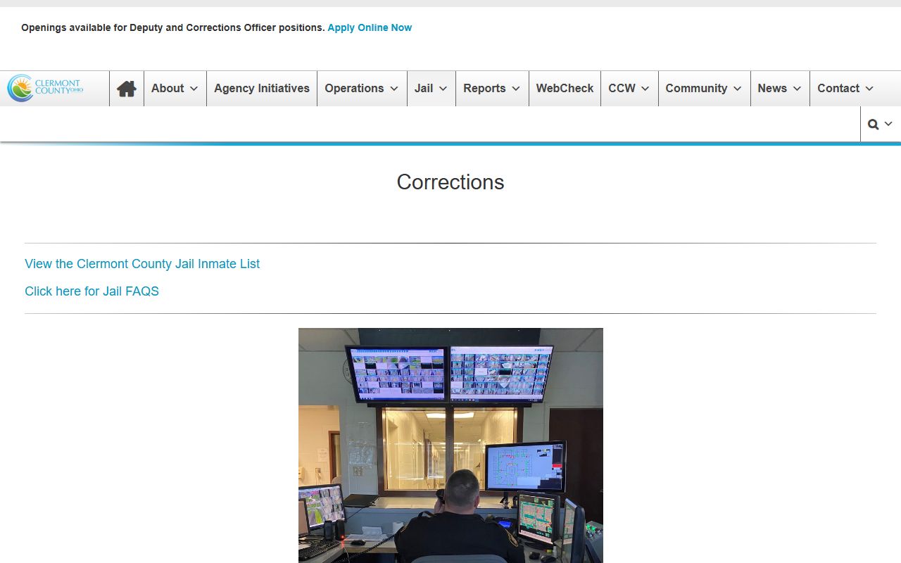 Clermont County booking releases corrections information page