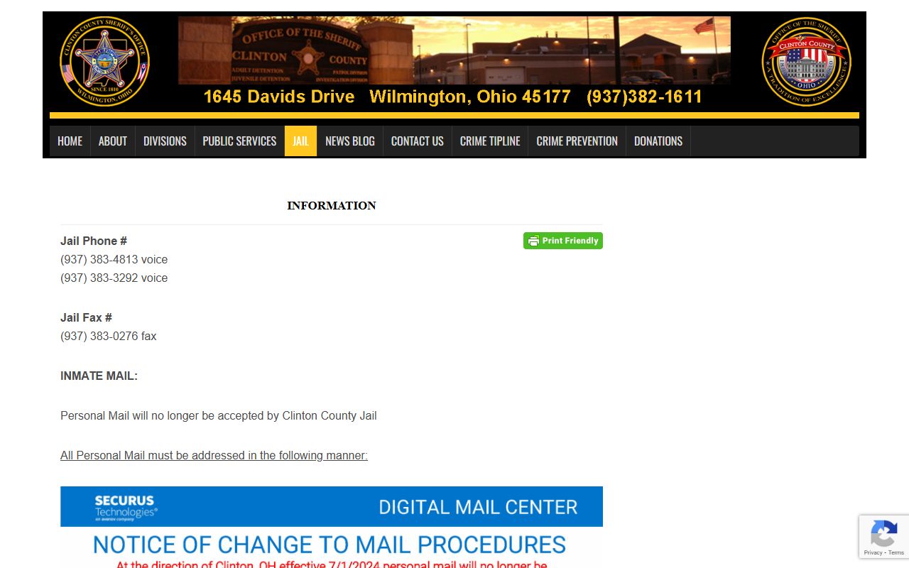 Clinton County booking releases jail information page