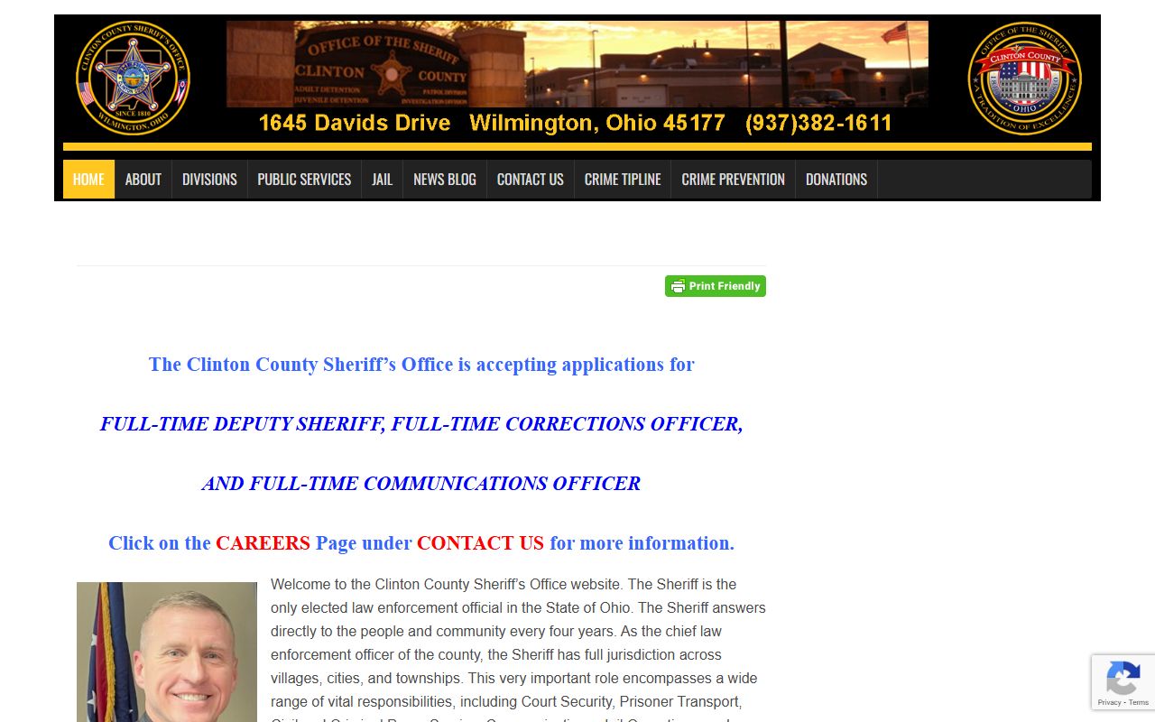 Clinton County booking releases sheriff website homepage
