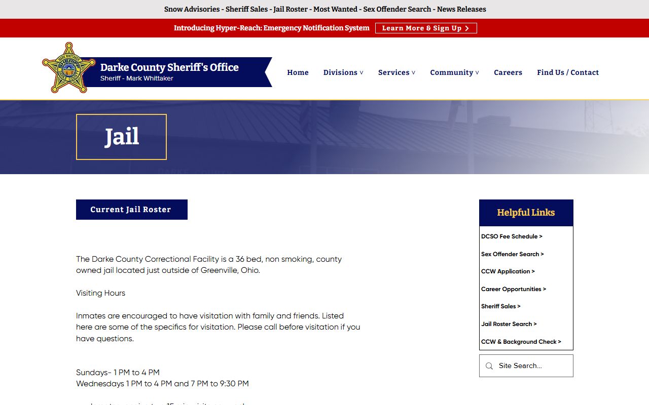 Darke County booking releases jail page on sheriff website
