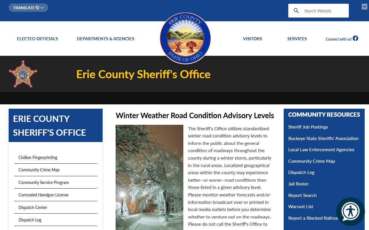 Erie County Sheriff's Office page for booking releases