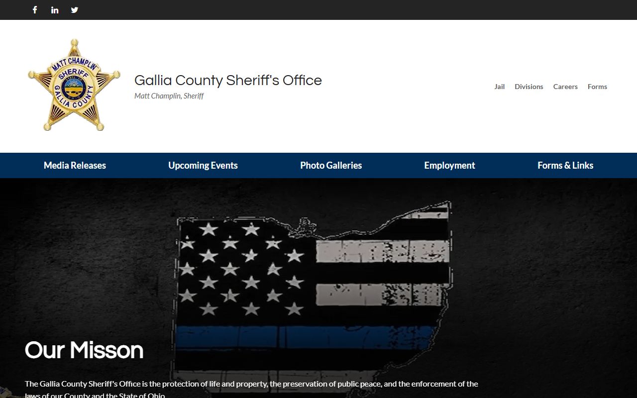 Gallia County Sheriff's Office website for booking releases