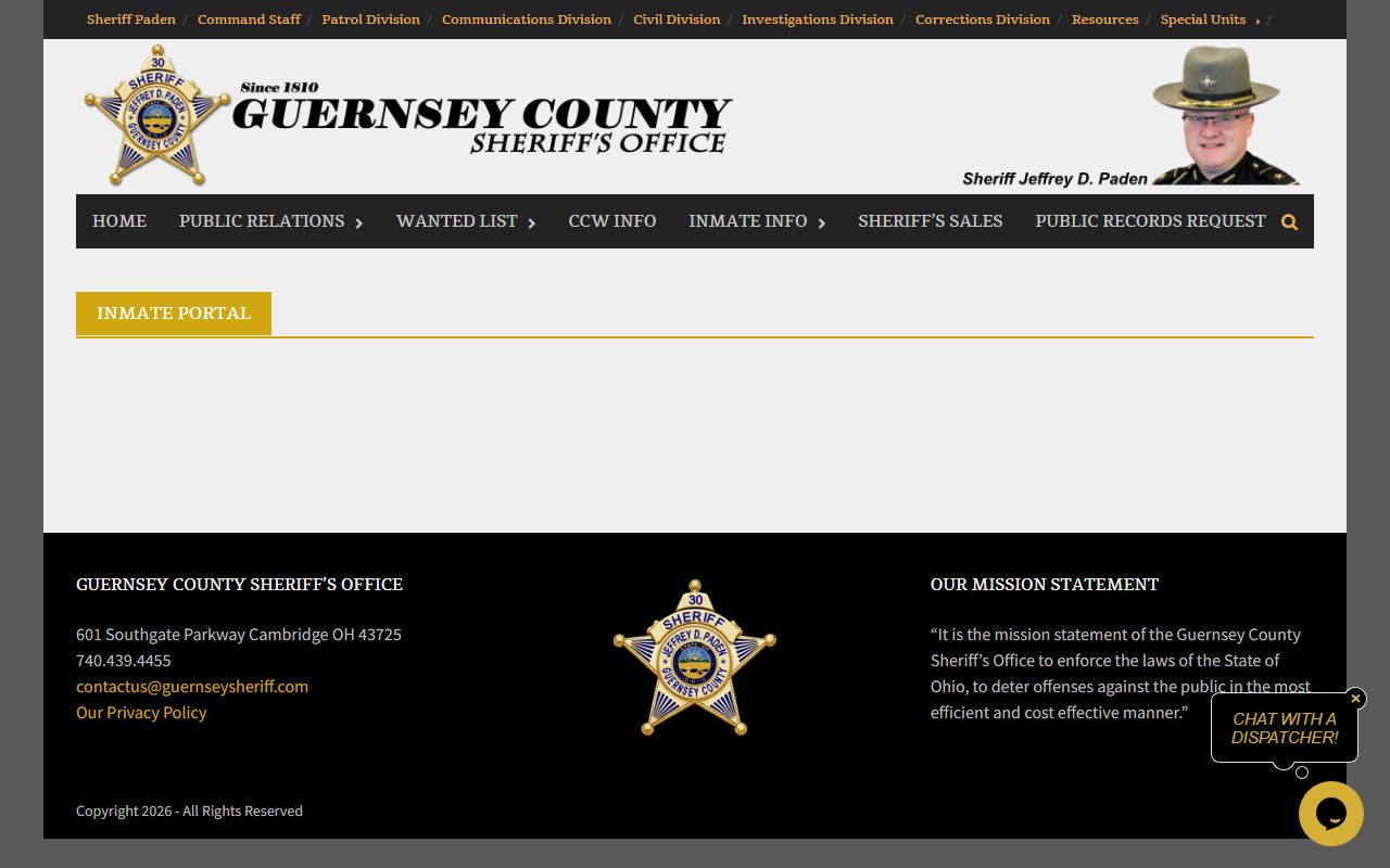 Guernsey County inmate portal for booking releases