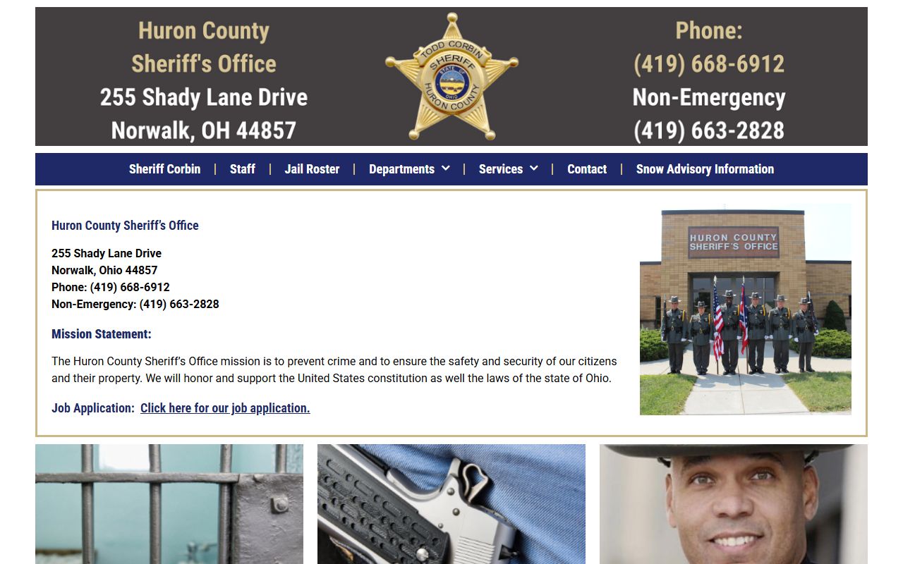 Huron County Sheriff's Office website for booking releases