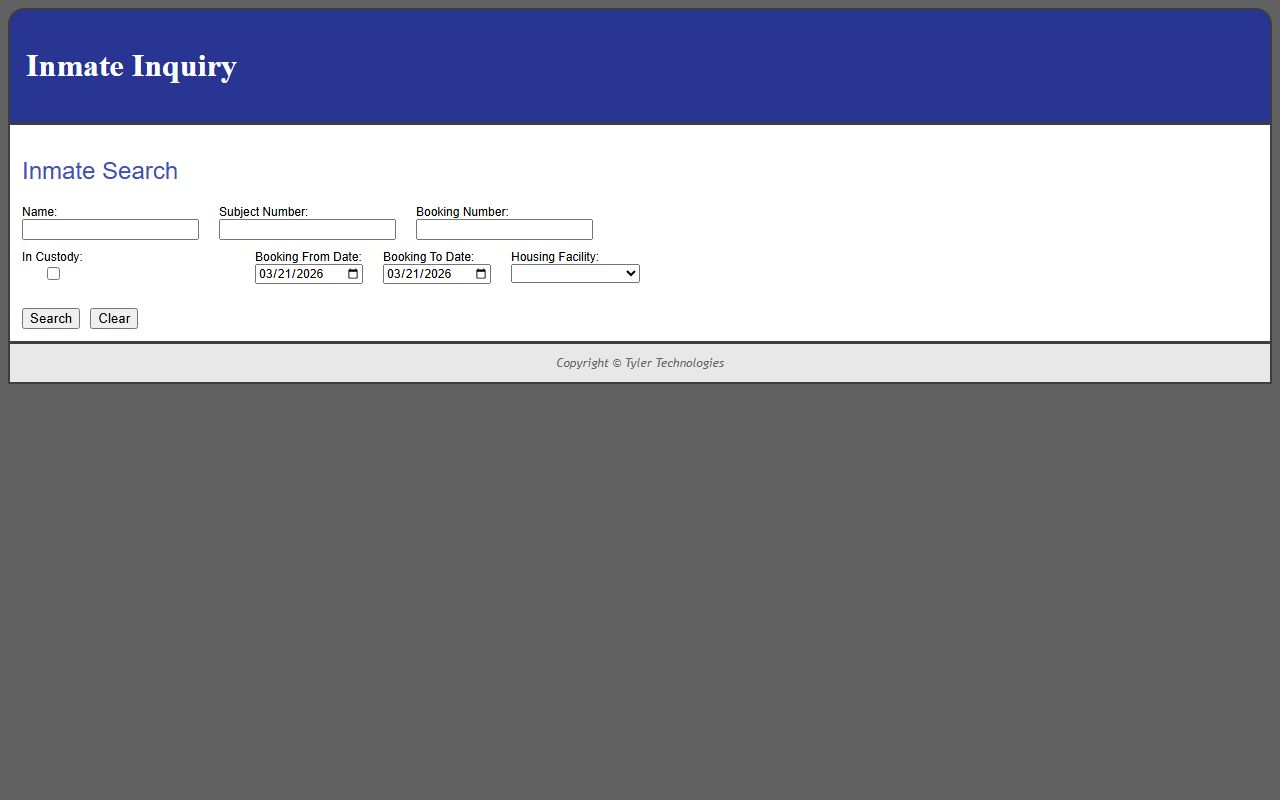 Lorain County inmate inquiry system for booking releases