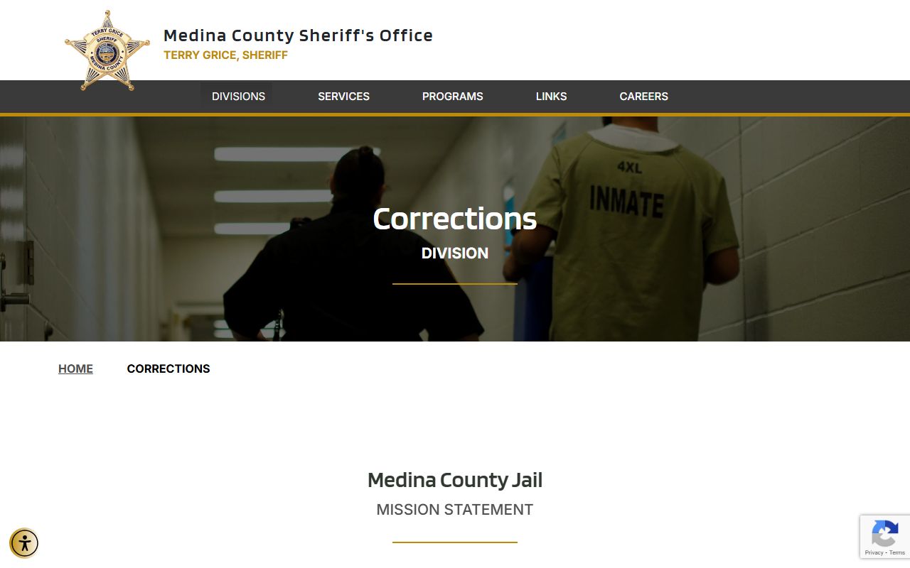 Medina County corrections division page for booking releases