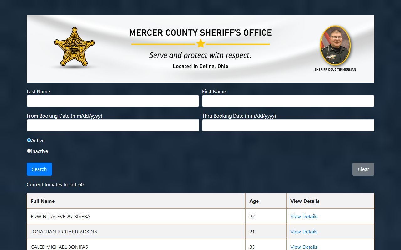 Mercer County booking releases inmate search portal