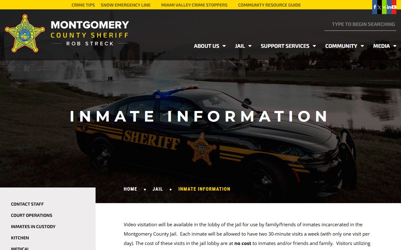 Montgomery County Sheriff inmate information page