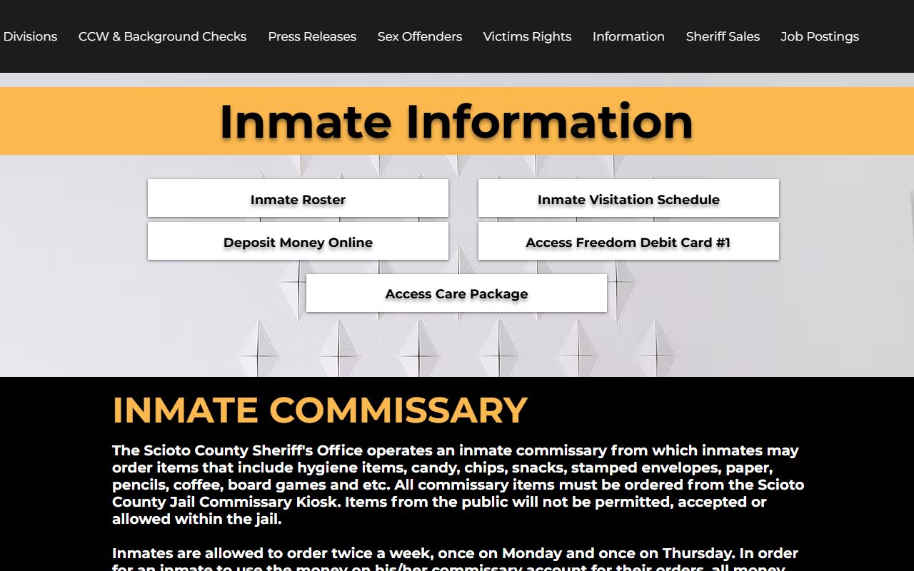 Scioto County booking releases inmate information page