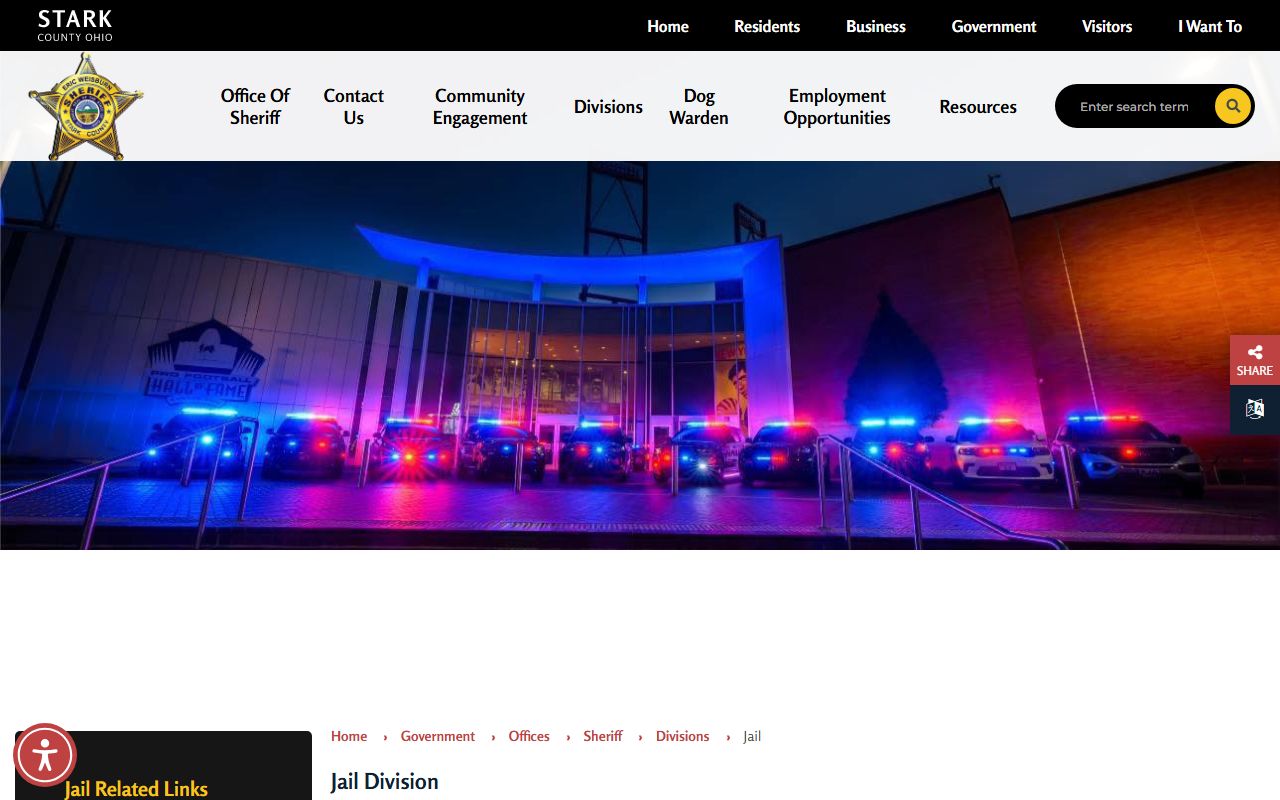 Stark County jail division page for booking releases