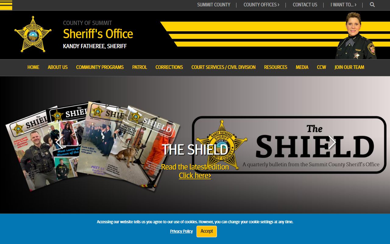Summit County Sheriff's Office website for booking releases