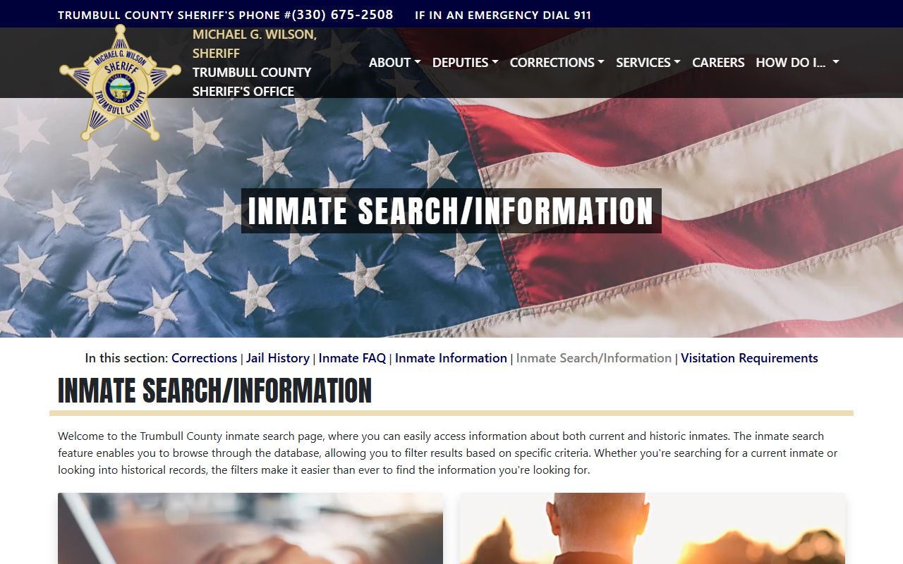 Trumbull County inmate search page for booking releases