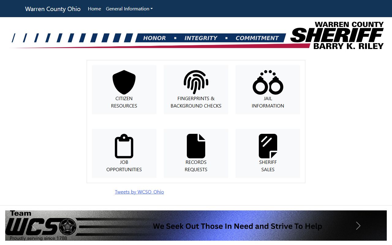 Warren County Sheriff's Office website for booking releases