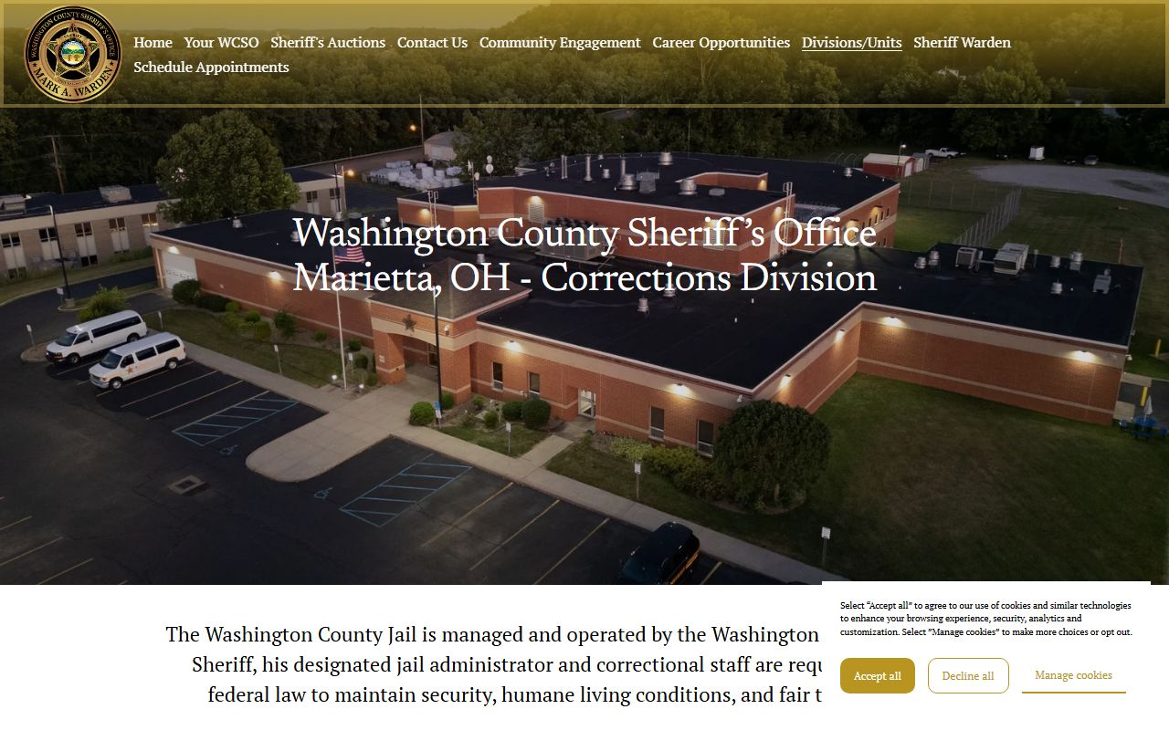 Washington County corrections page for booking releases