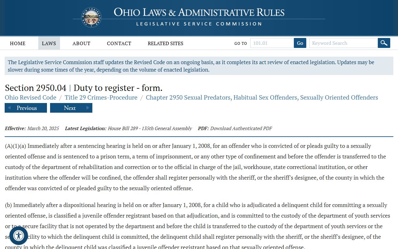 Ohio sex offender registration booking releases