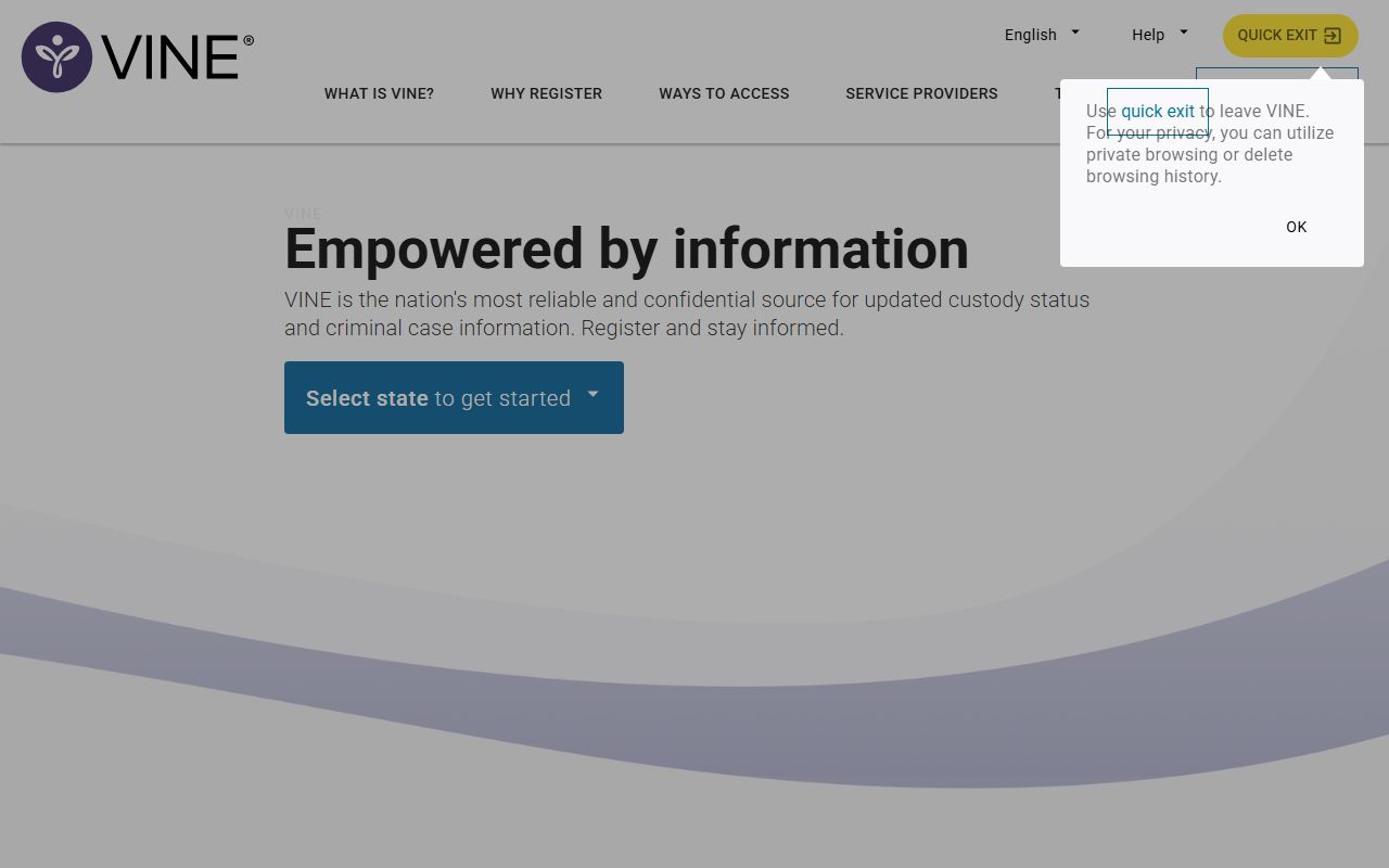 VINE link for Ohio booking releases tracking